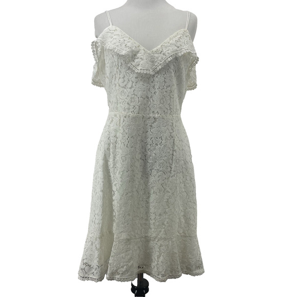 Cupcakes & Cashmere Size 6 Lace Ruffle Dress Ivory White Coquette Sleeveless - Picture 1 of 9
